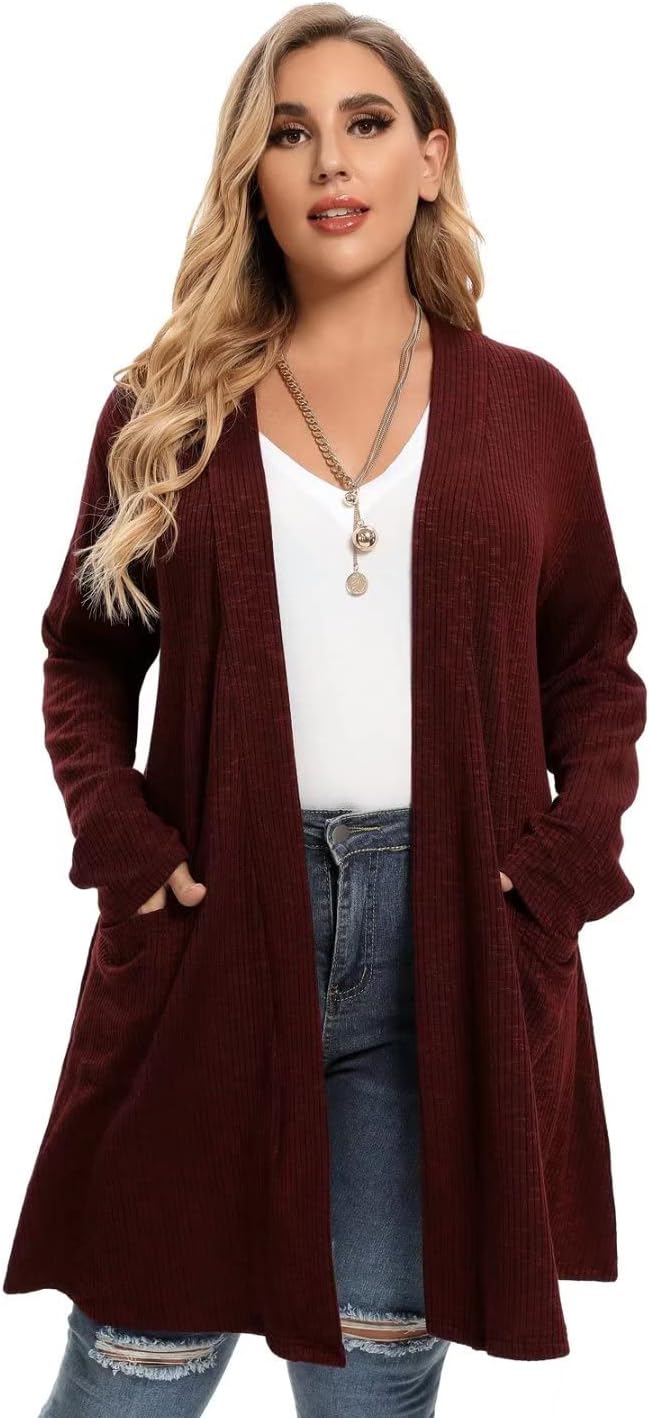 LARACE Open Front Knit Cardigan Sweaters for Women Plus Size