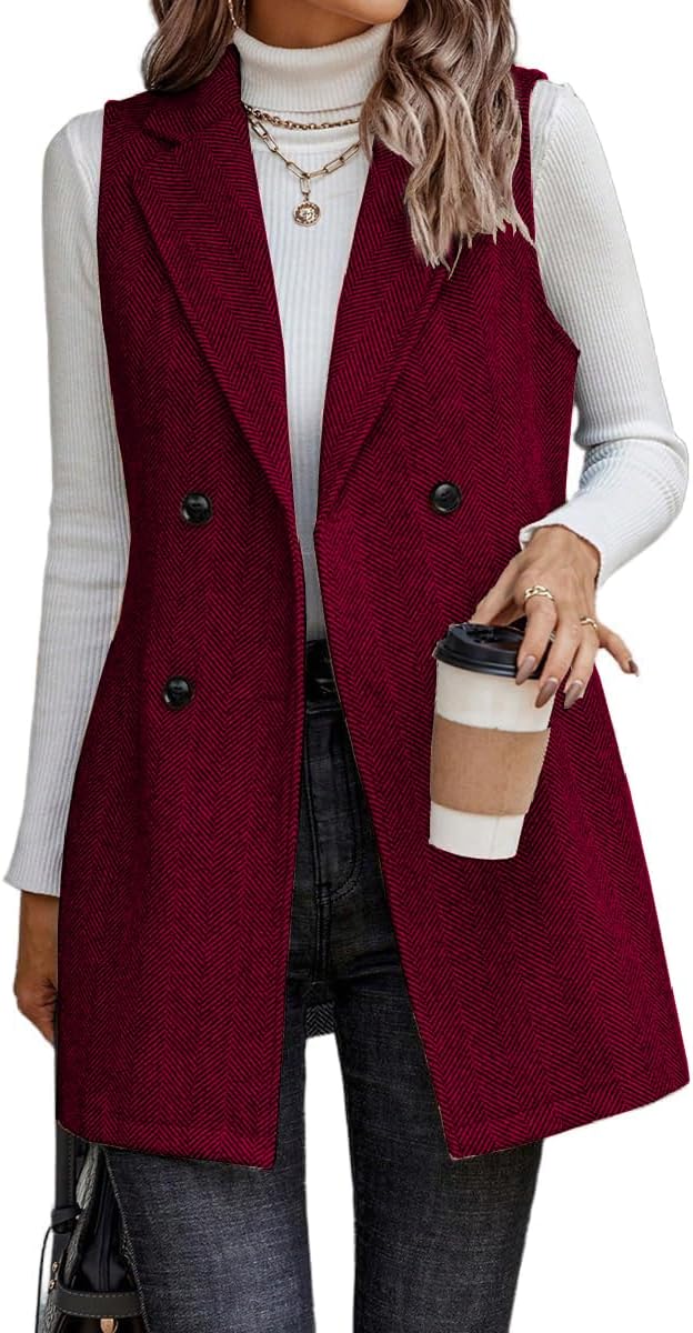 IDEALSANXUN Long Vest for Women - Stylish Sleeveless Blazer