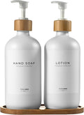 MaisoNovo Soap Dispenser 3-Piece Set - Refillable White Glass Bottles