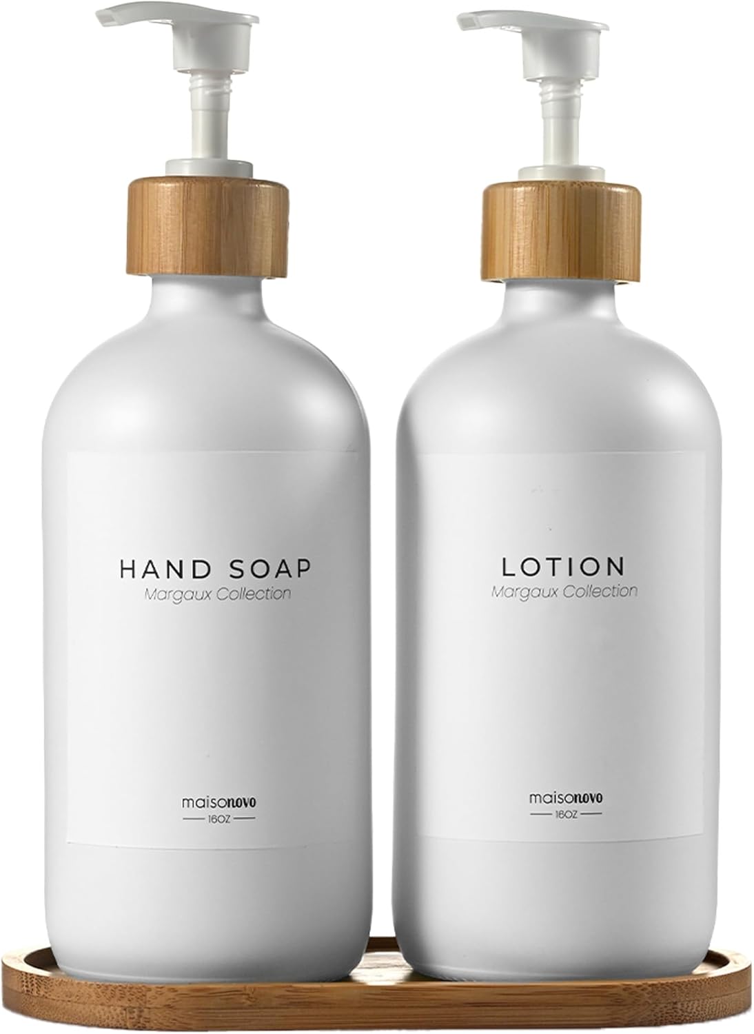 MaisoNovo Soap Dispenser Set with Bamboo Pumps for Home Use