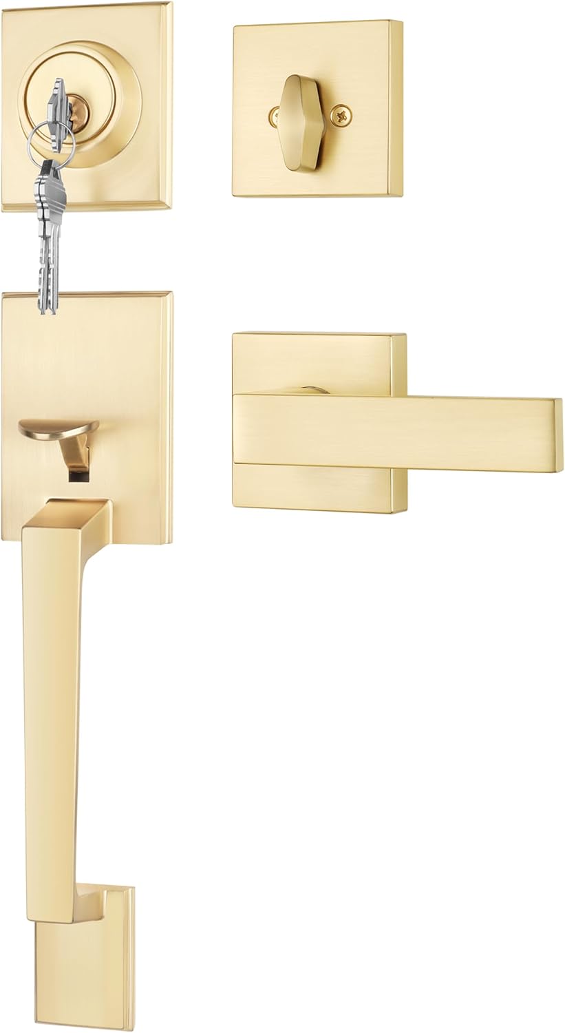 Goldenwarm Front Door Handle and Deadbolt Set for Modern Homes
