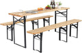 70 in Folding Picnic Table with Benches Set - Portable Beer Garden