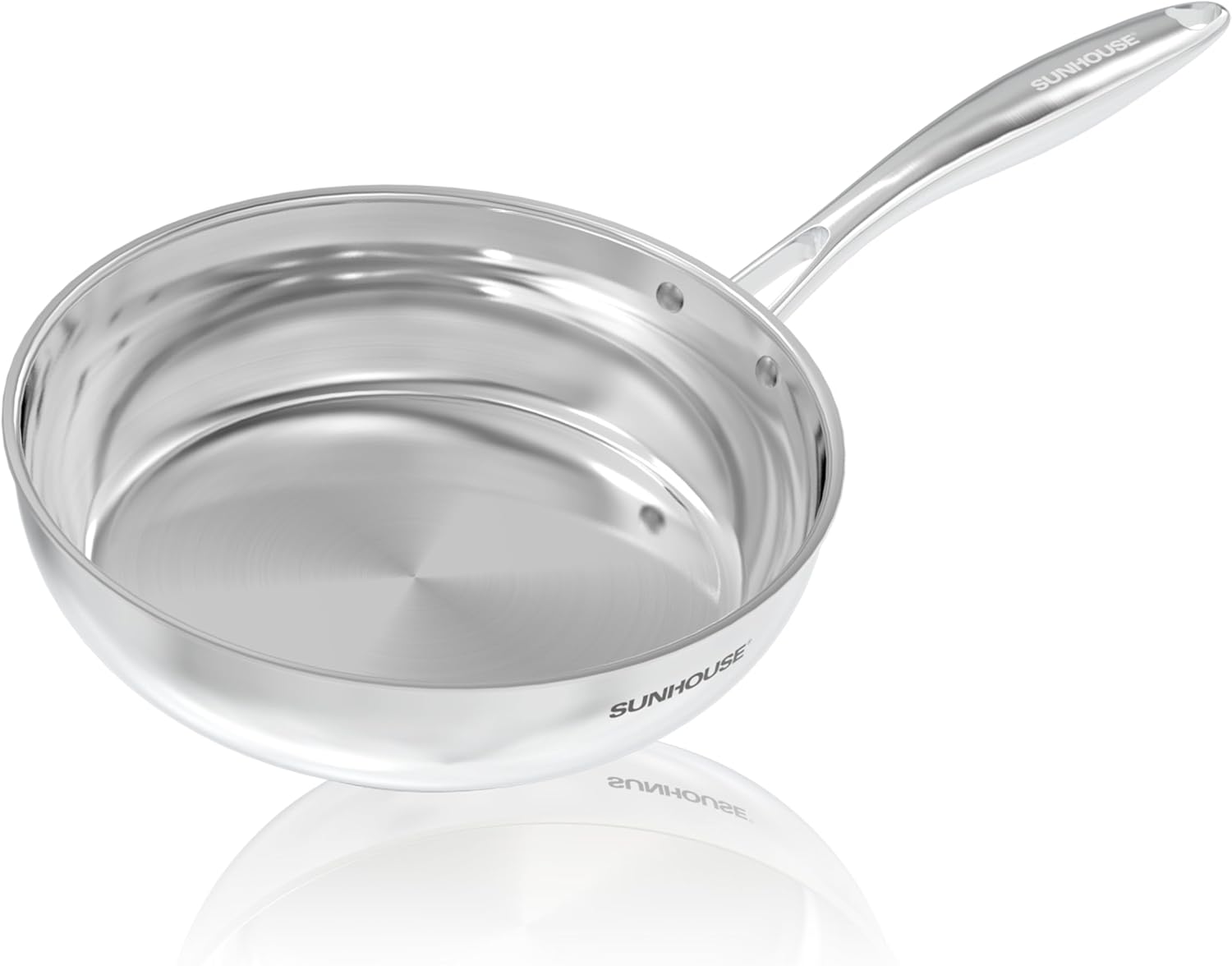 SUNHOUSE 10 Inch Stainless Steel Frying Pan for All Cooktops