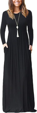 AUSELILY Women's Long Sleeve Maxi Dress - Comfortable Casual Fit Shoes
