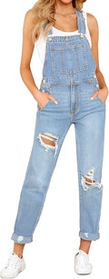 Women's Casual Denim Bib Overalls Pants by LookbookStore