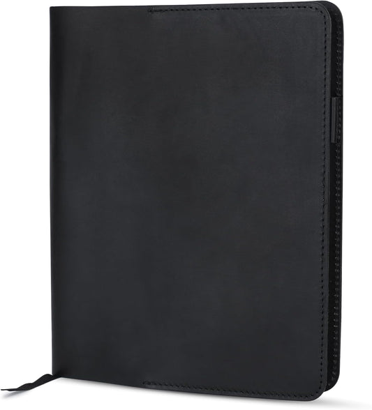 Black Leather Journal Cover XL - Stylish Refillable Writing Accessory