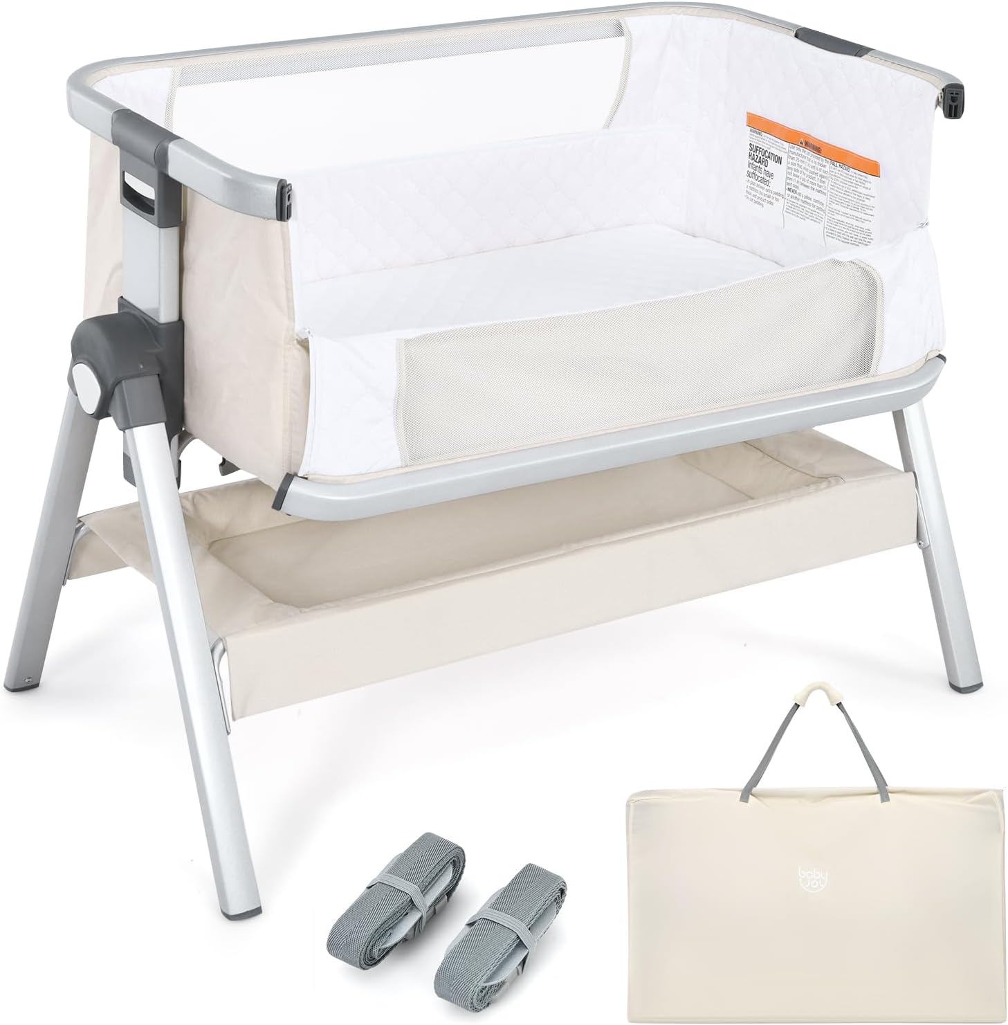 Portable Bedside Crib for Newborns with Adjustable Height