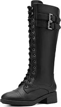 DREAM PAIRS Women's Pu Knee High Riding Combat Boots - Durable