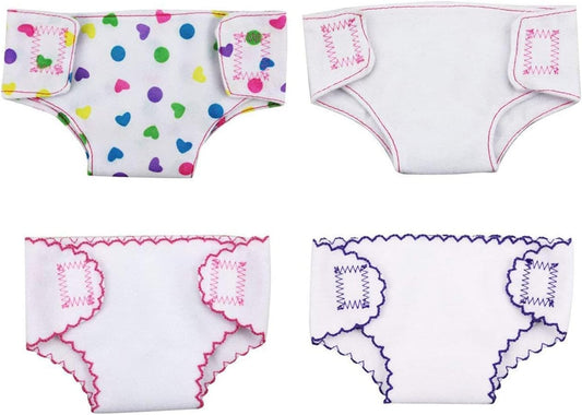 DC-BEAUTIFUL 4 Pack Doll Diapers - Perfect Fit for Baby Dolls