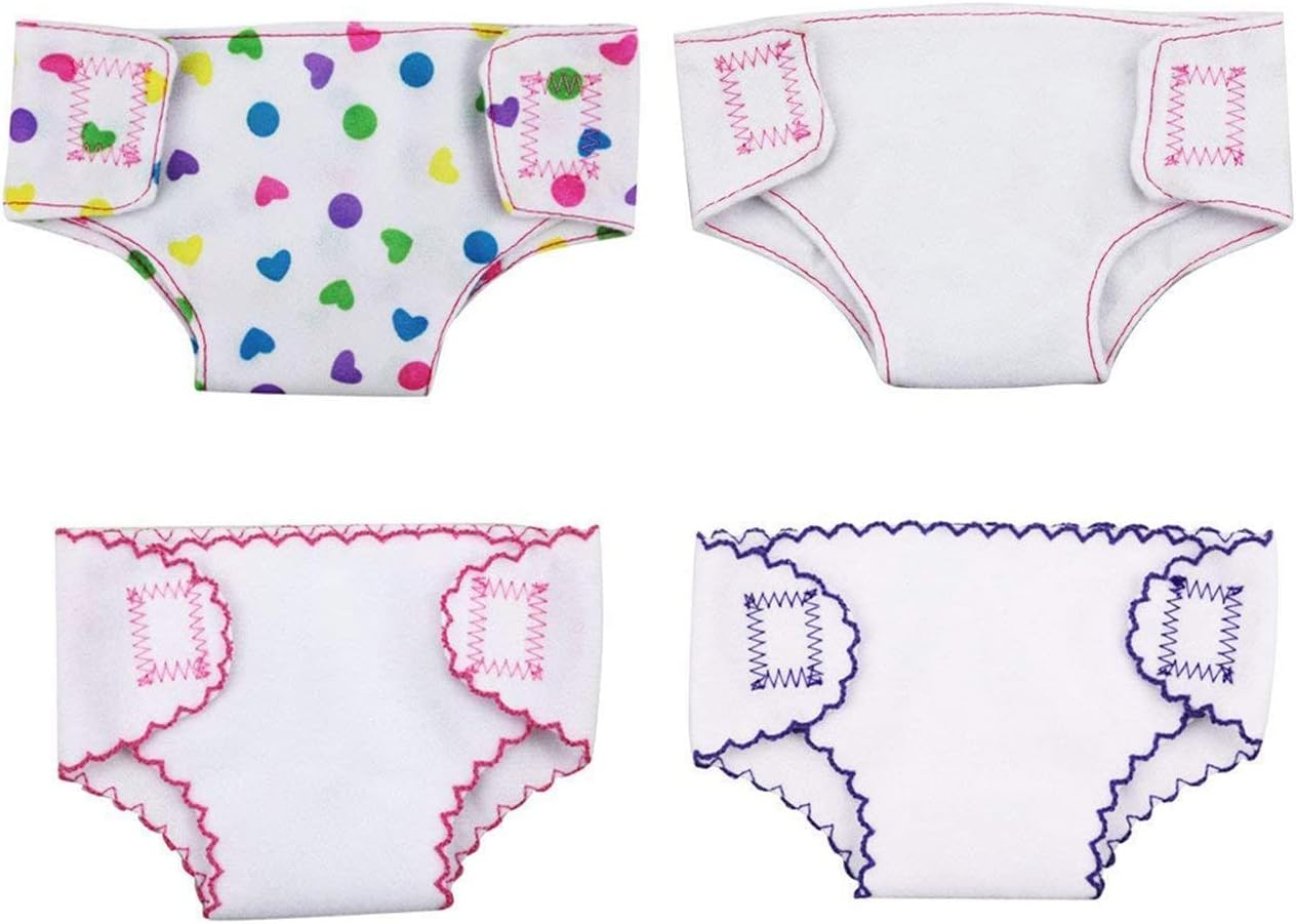 DC-Beautiful Baby Doll Diapers 4 Pack - Fits 14-18 Inch Dolls