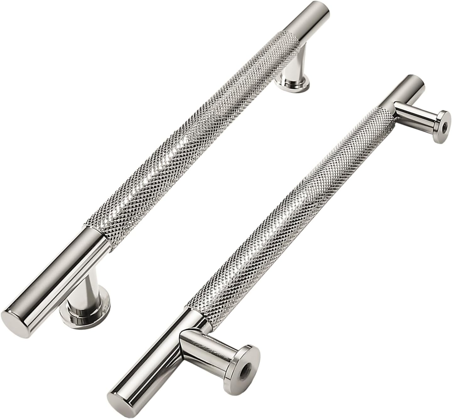 Khtumeware 10 Pack 3-3/4 Inch Drawer Knurled Polished Nickel Pulls