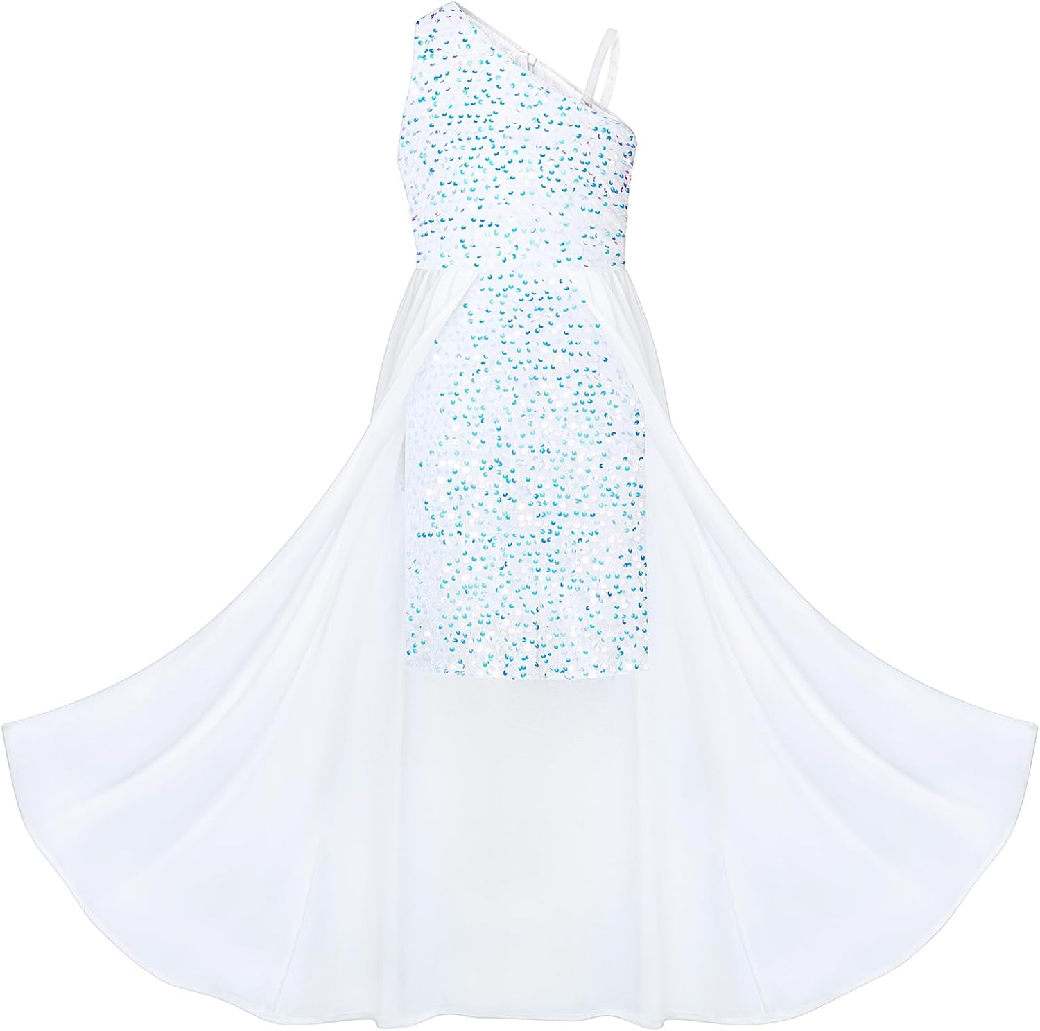 Girls Sequin Dress One Sleeve for Pageants and Parties