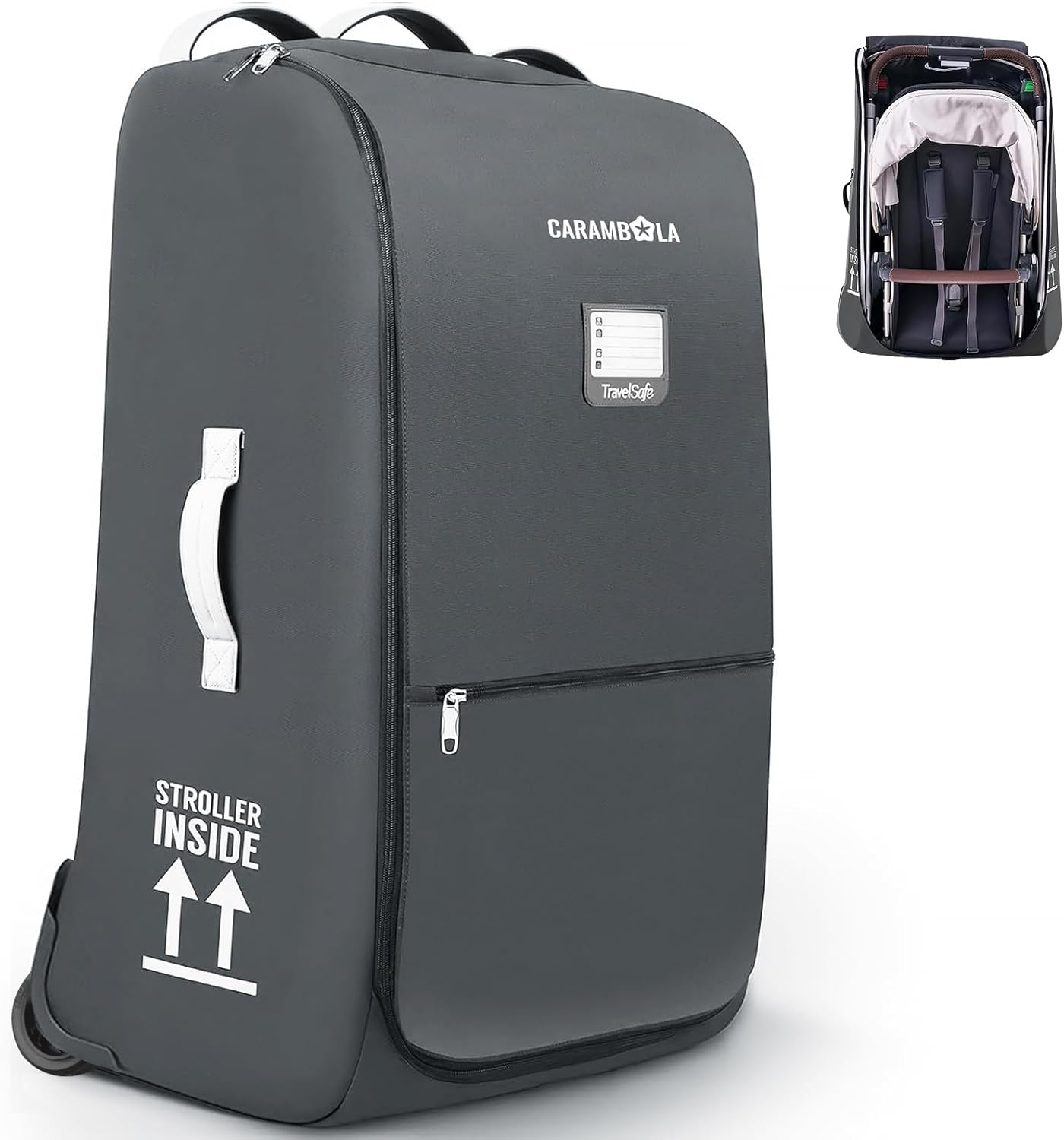 Stroller Bag for Airplane Travel - Rolling Wheel Bag Grey