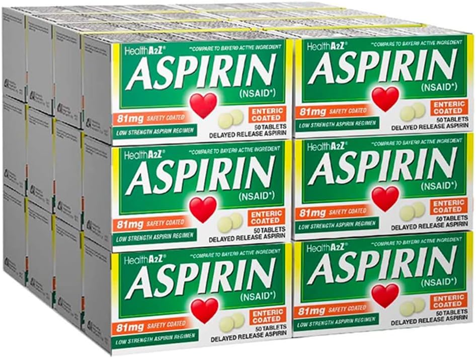 HealthA2Z Aspirin 81mg Low Strength for Easy Swallowing Relief