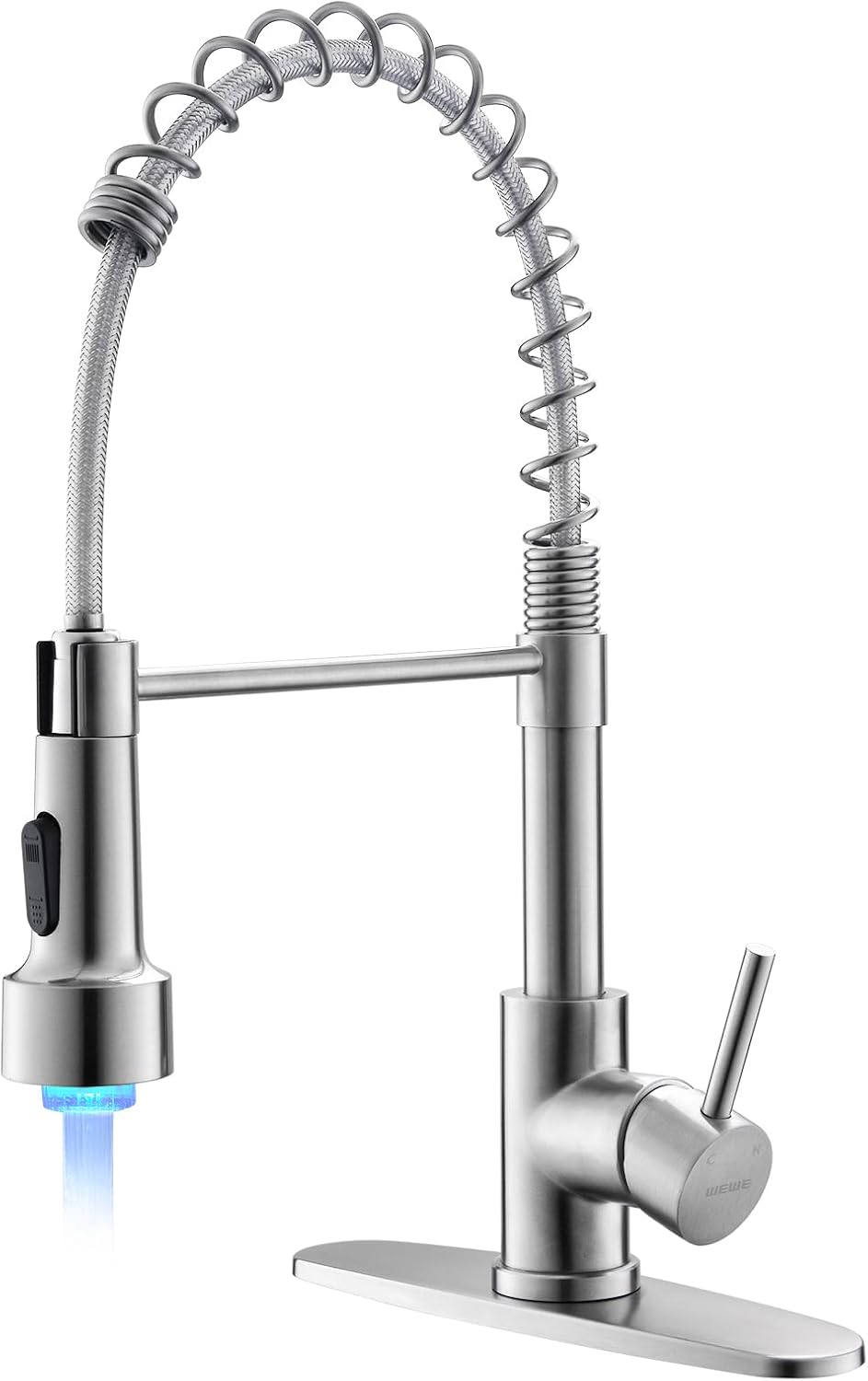Brushed Nickel Kitchen Faucet with Pull Down Sprayer and LED Light