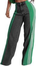 Trendy High Waisted Wide Leg Striped Jeans for Women