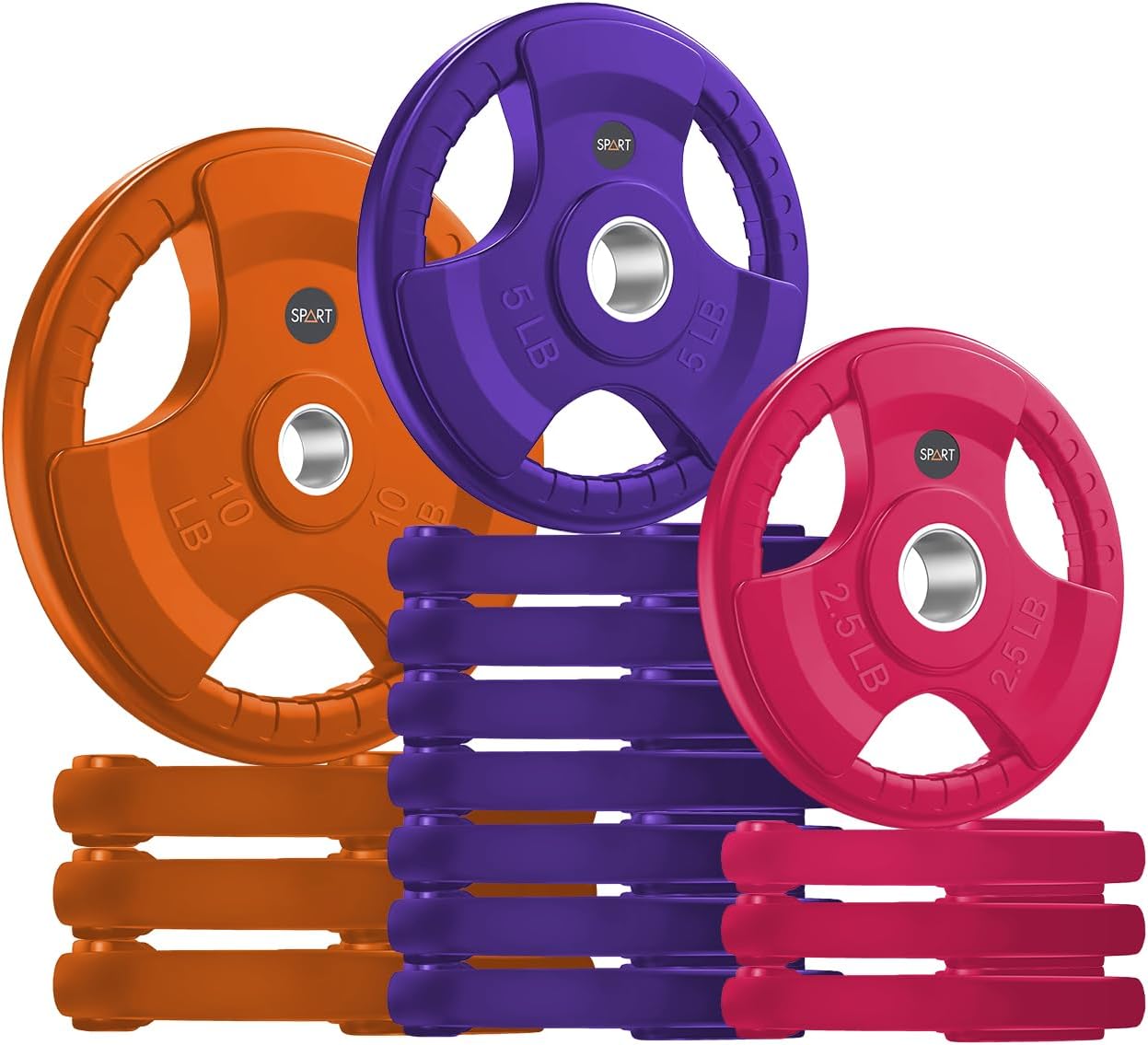 SPART 2-Inch Color Rubber Coated Olympic Grip Plates for Strength