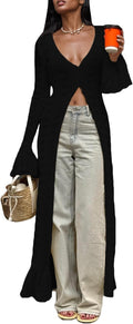 Long Cardigans for Women Crochet Knit Maxi Cardigan - Boho Cover Up