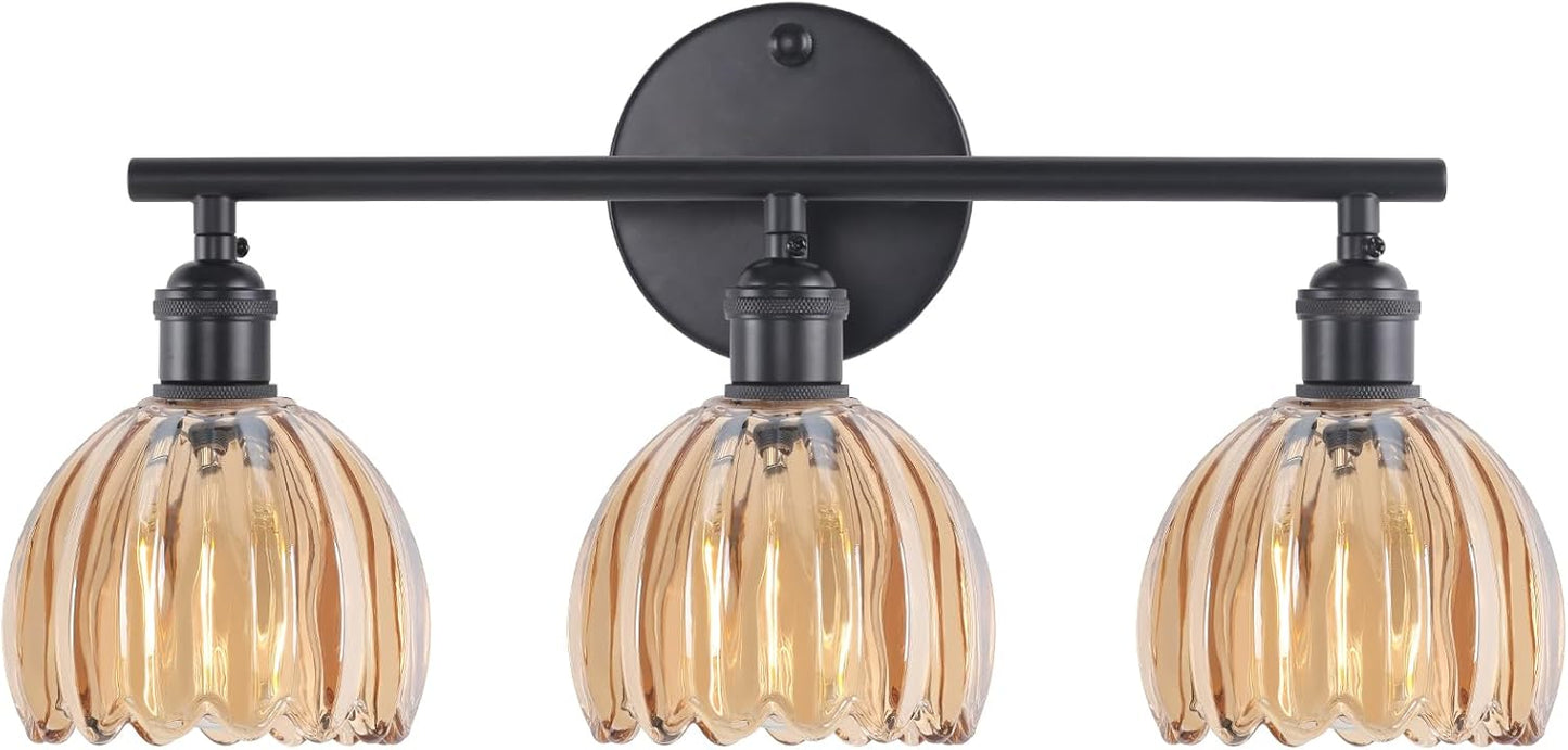 Bathroom Light Fixtures with Amber Glass Shade for Modern Decor