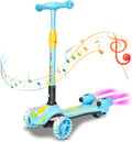 Kids 3 Wheel Scooter with Bluetooth Speakers and LED Light Effects
