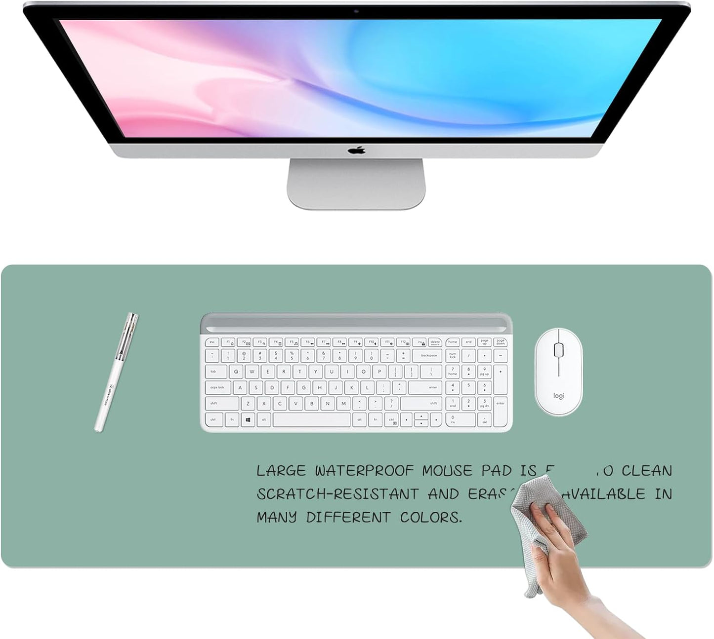 Waterproof Green Desk Mat 31x13 - Plan & Write with Ease!