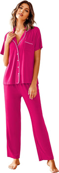 Women Pajamas Set Notch Collar Soft Sleepwear Pjs Short Sleeve - Cozy