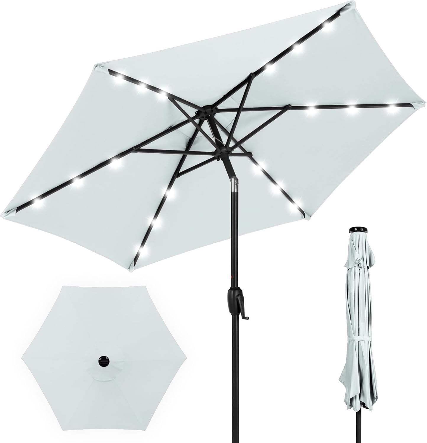 7.5ft Outdoor Solar Market Table Patio Umbrella for Deck