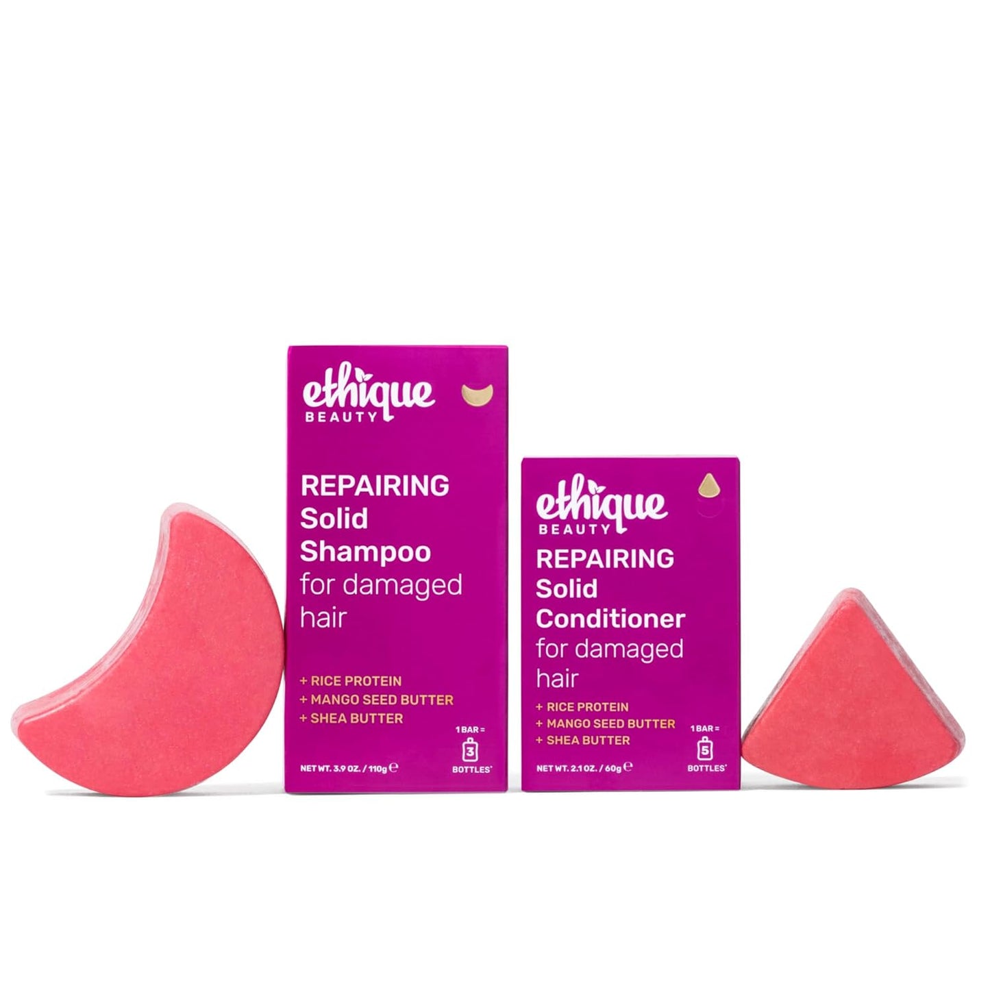 Ethique Beauty Shampoo & Conditioner Bar Set for Damaged Hair