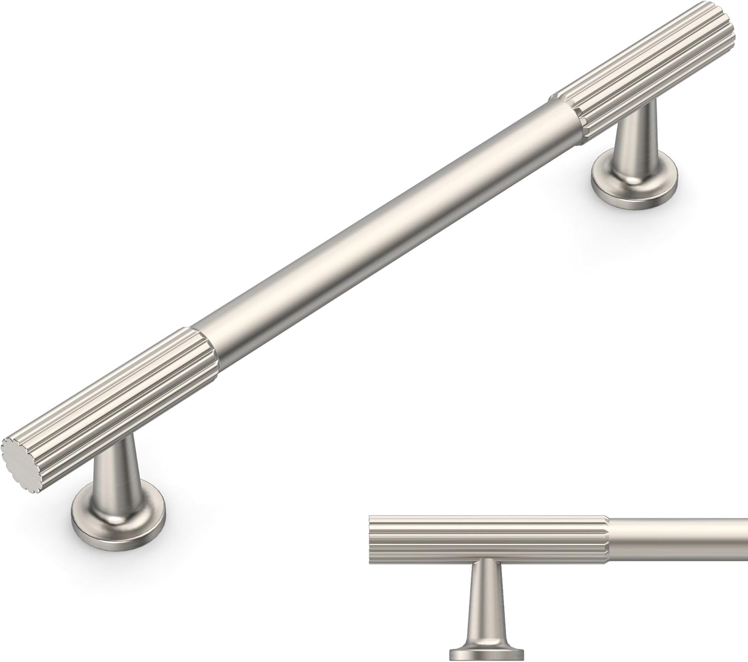 Amerdeco 10 Pack Brushed Satin Nickel Cabinet Pulls for Kitchen