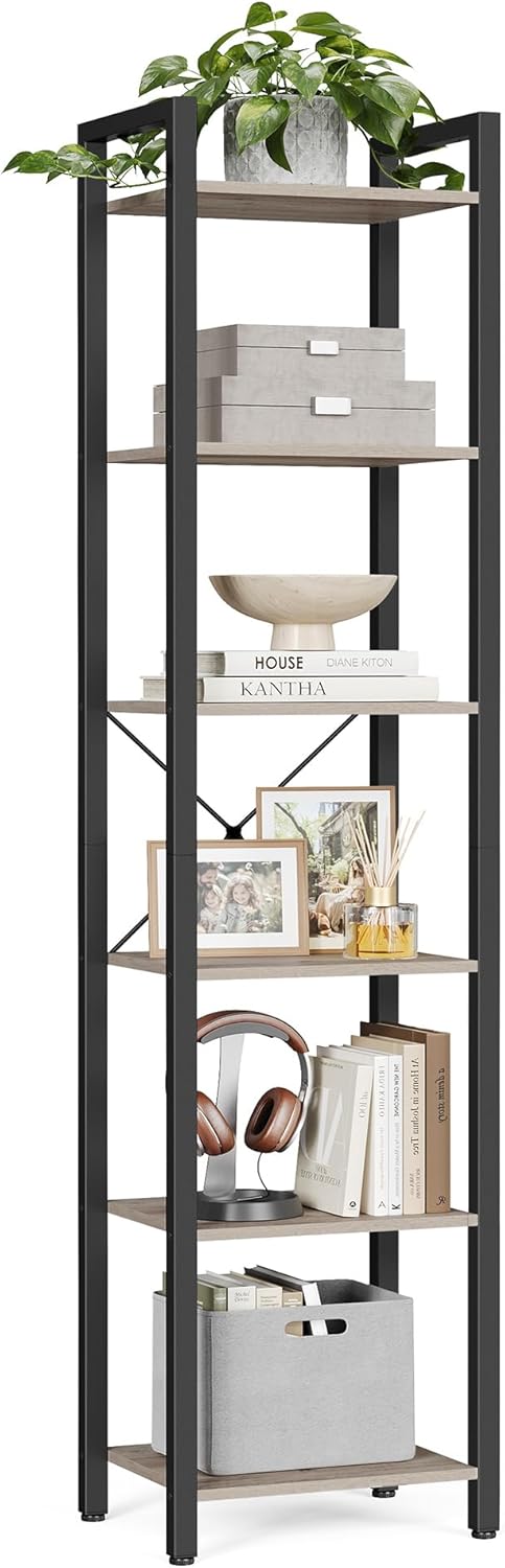 VASAGLE 6-Tier Bookshelf with Steel Frame for Home Office