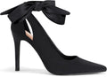 Womens Bow Tie Back Stiletto Ankle Strap Pumps - Satin Style