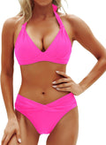 Yonique Women Two Piece Push Up Bikini Set Halter Swimsuit triangle