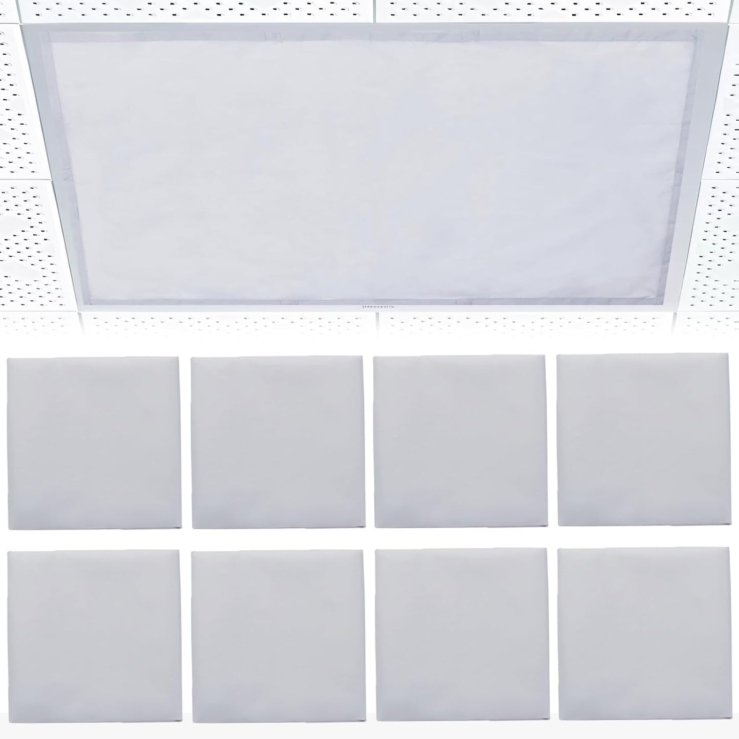 8 Pcs Fluorescent Light Covers for Ceiling Lights - Grey Shades