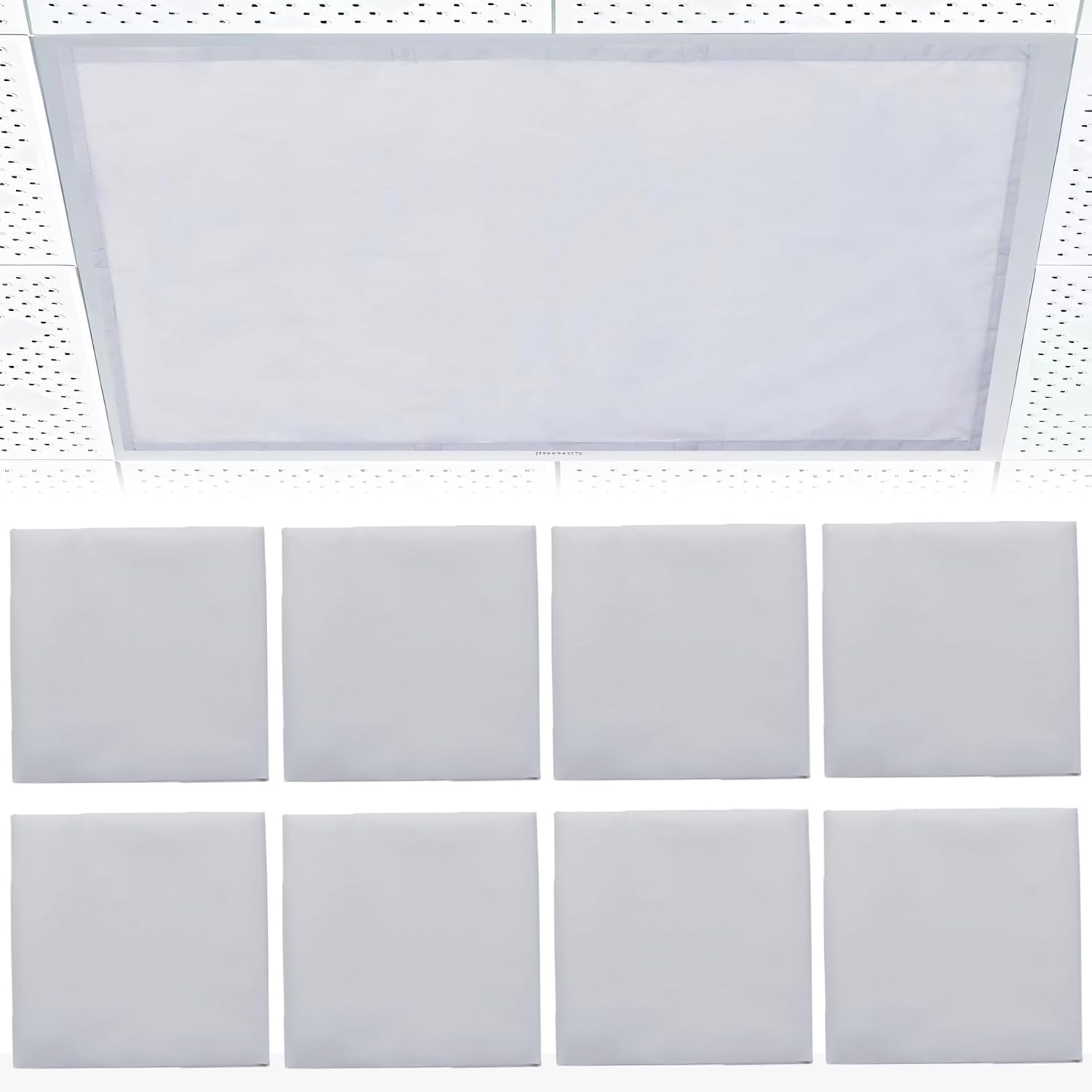 8 Pcs Fluorescent Light Covers for Ceiling Lights - Grey Shades
