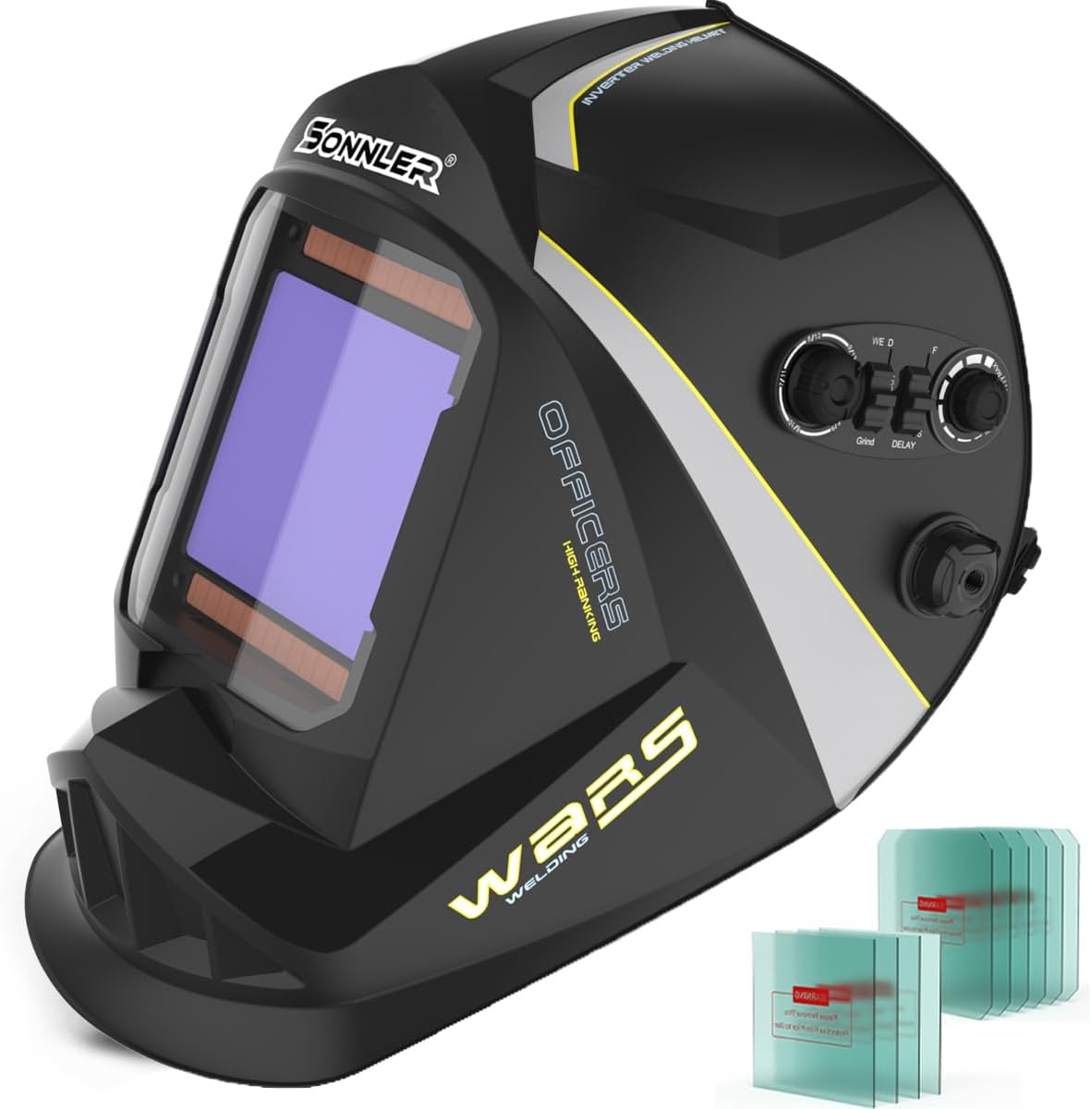 SONNLER Welding Helmet Auto Darkening - True Color, Wide Shade Range, 4 Arc Sensor