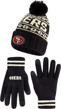 NFL Official Super Soft Cable Knit Beanie and Gloves Set for Fans