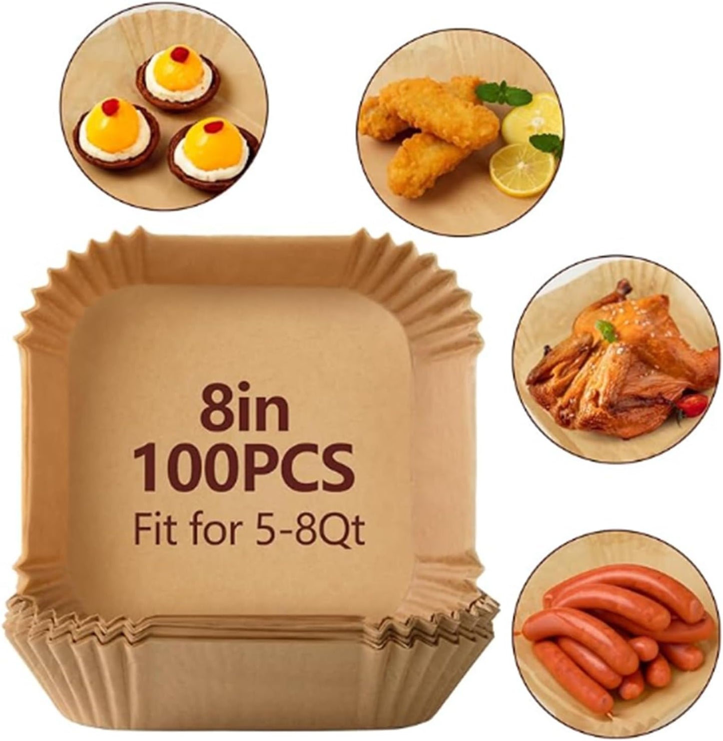 Non-Stick Air Fryer Liners 100pcs - Oil-Proof & Disposable - RedLemon