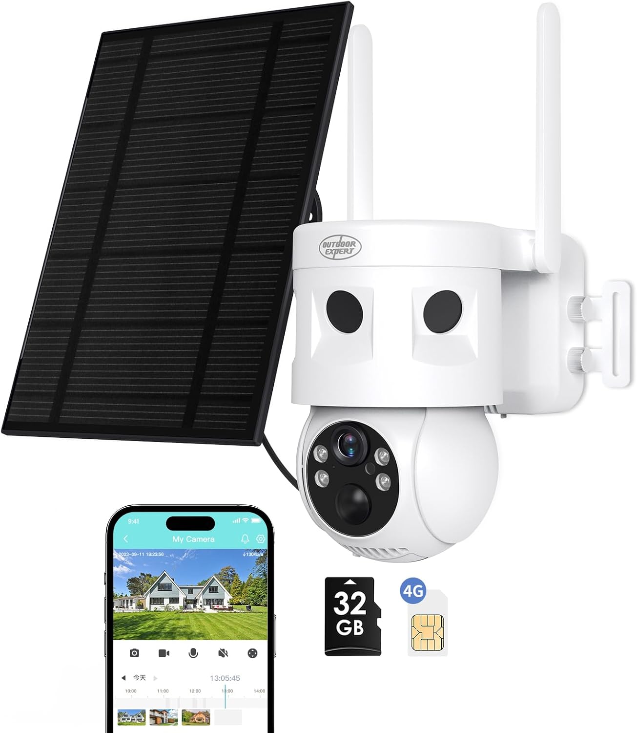 4G LTE Solar Security Cam: 2K Live Stream, 24/7 Recording, PIR Detection