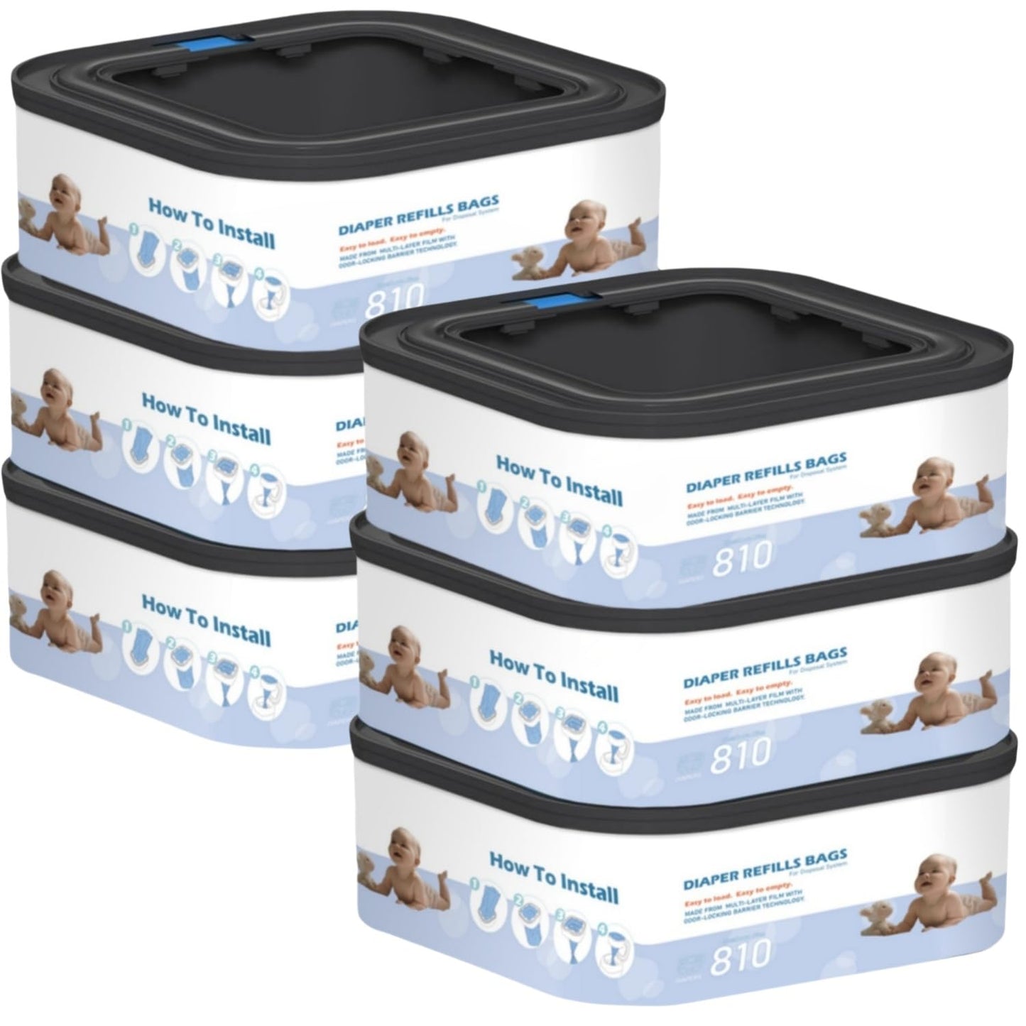 Jumbo Square Diaper Pail Refill Bags for Genie Compact Pails