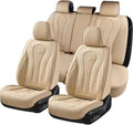 Coverado Automotive Seat Covers Full Set, Beige - Luxury Fit