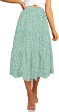 Boho Leopard Print Pleated A-Line Midi Skirt - Flattering Summer