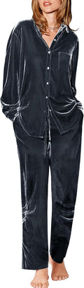 Velour Track Suits for Women Long Sleeve Pajama Set - Cozy Velour