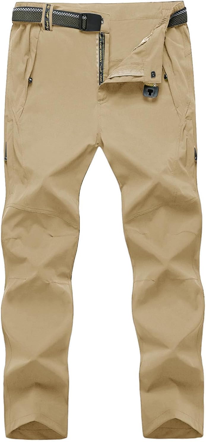 TBMPOY Men's Lightweight Hiking Pants with 5 Zip Pockets