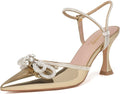 Closed Toe Rhinestone Gold Kitten Heels - Elegant Low Heel Pumps