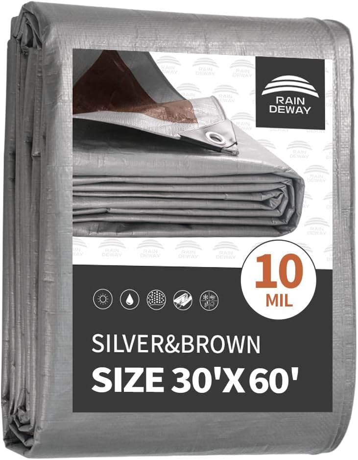 RAINDEWAY Heavy Duty Waterproof Tarp 30x60 Feet for All Uses