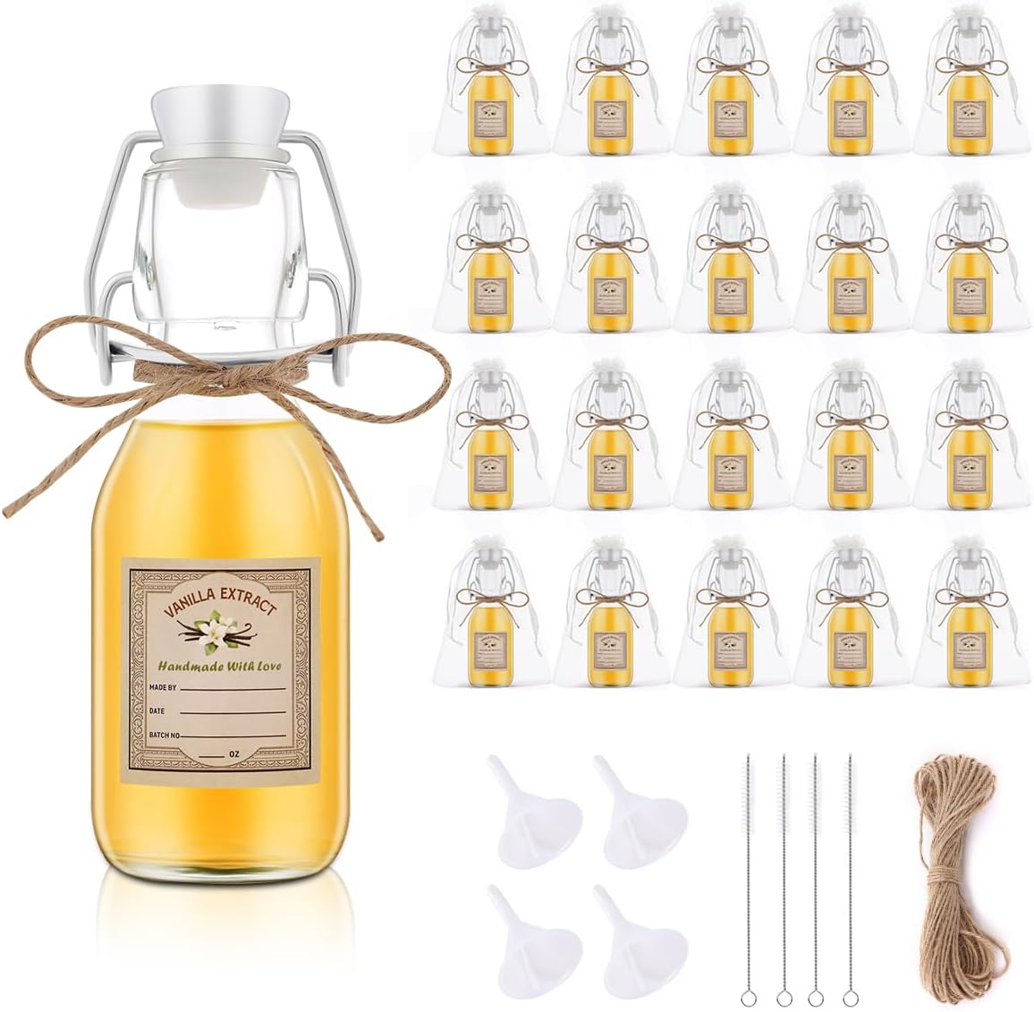 20Pcs 4 oz Swing Top Glass Bottles for Homemade Extracts