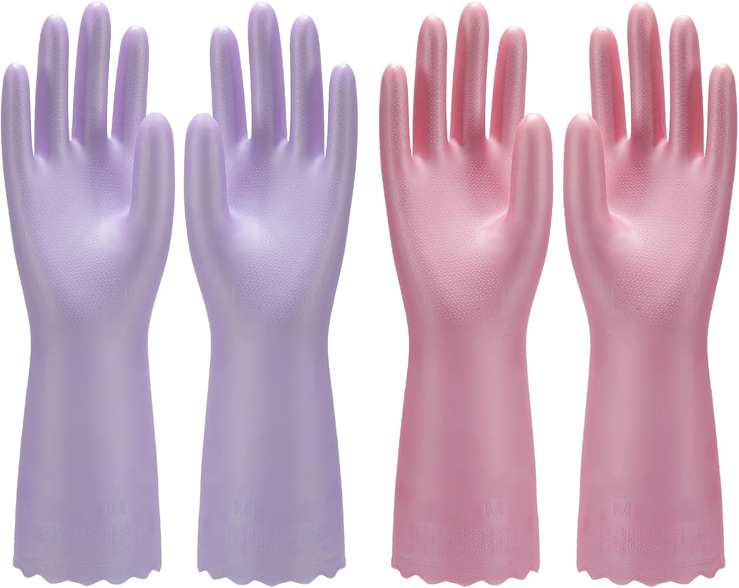 Reusable Non-Slip Dishwashing Gloves - Two Pairs for Lasting Cleanliness