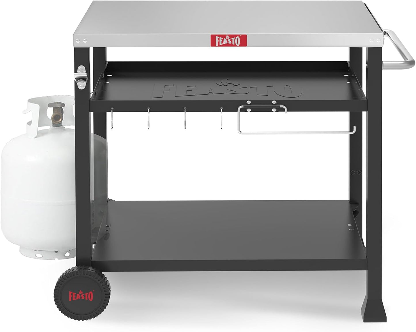3-Shelf Outdoor Grill Table for Cooking and Pizza Ovens