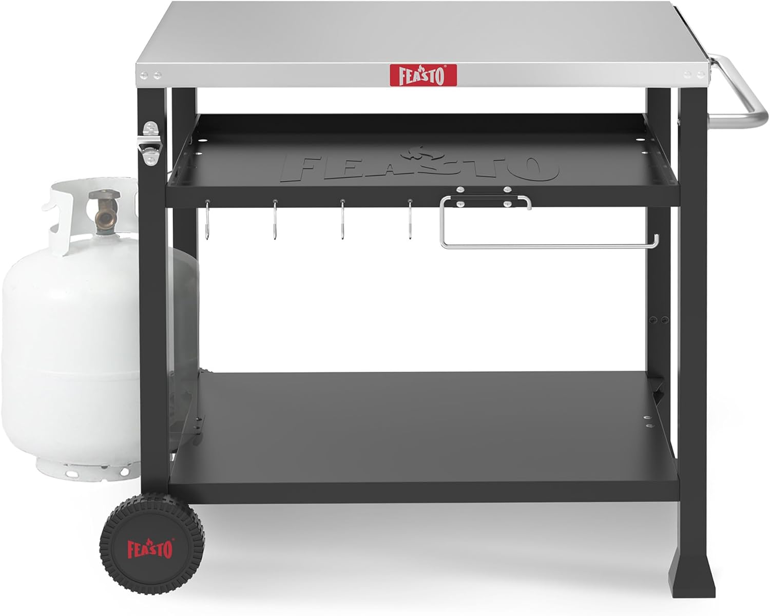 3-Shelf Outdoor Grill Table for Cooking and Pizza Ovens