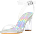 Clear Block Sandals Chunky Heels 3.35 in - Versatile Dress Sandal